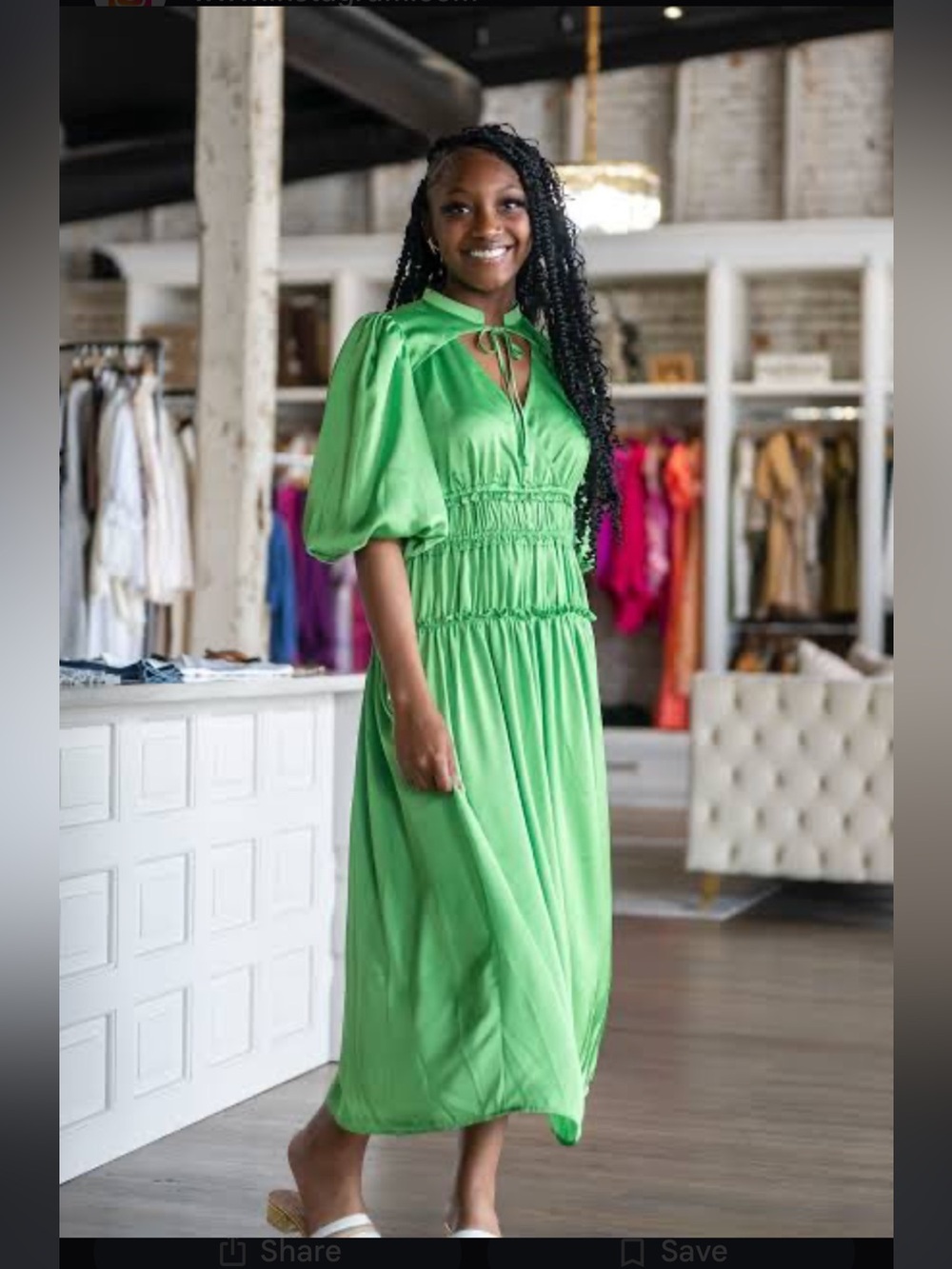 NWOT Alden Adair Shelbi midi Dress - green statement sleeve $395 MSRP